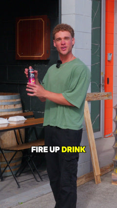 First sip of Fire Up outside a Melbourne cafe